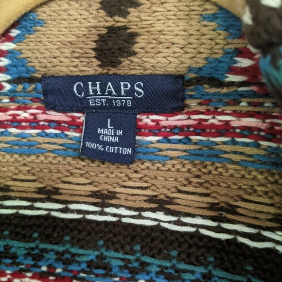 CHAPS Heavy Sweater Cardigan Multicolor Size Large - Picture 3 of 7